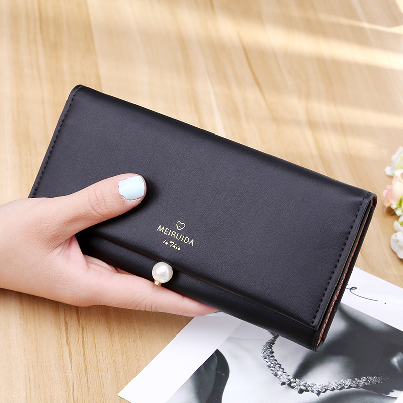 The New Ms Wallet Simple Fashion High Capacity Multi-card Bit Buckle Wallet Hand Bag