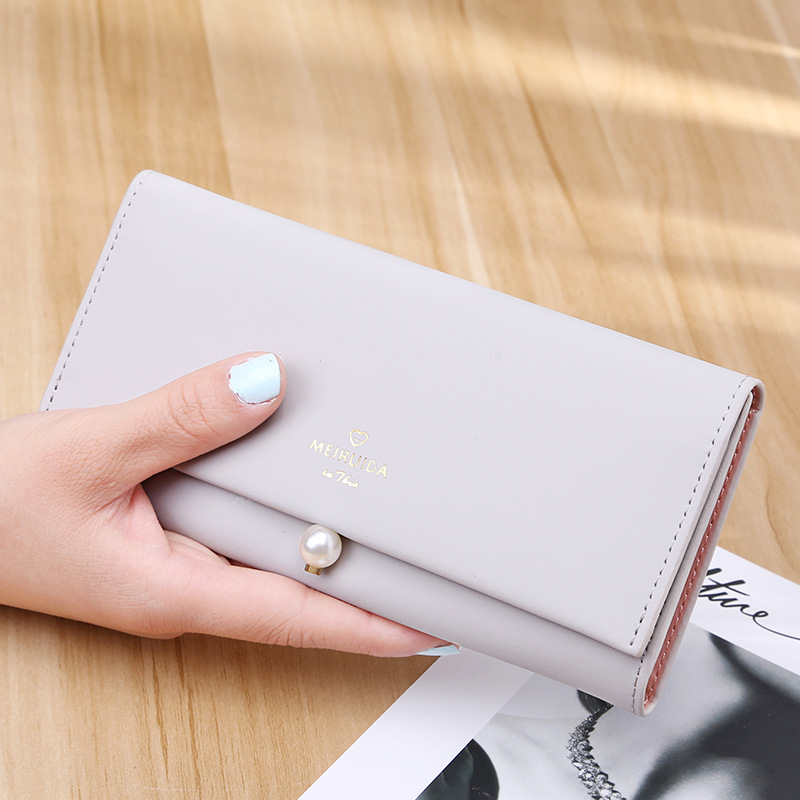 The New Ms Wallet Simple Fashion High Capacity Multi-card Bit Buckle Wallet Hand Bag