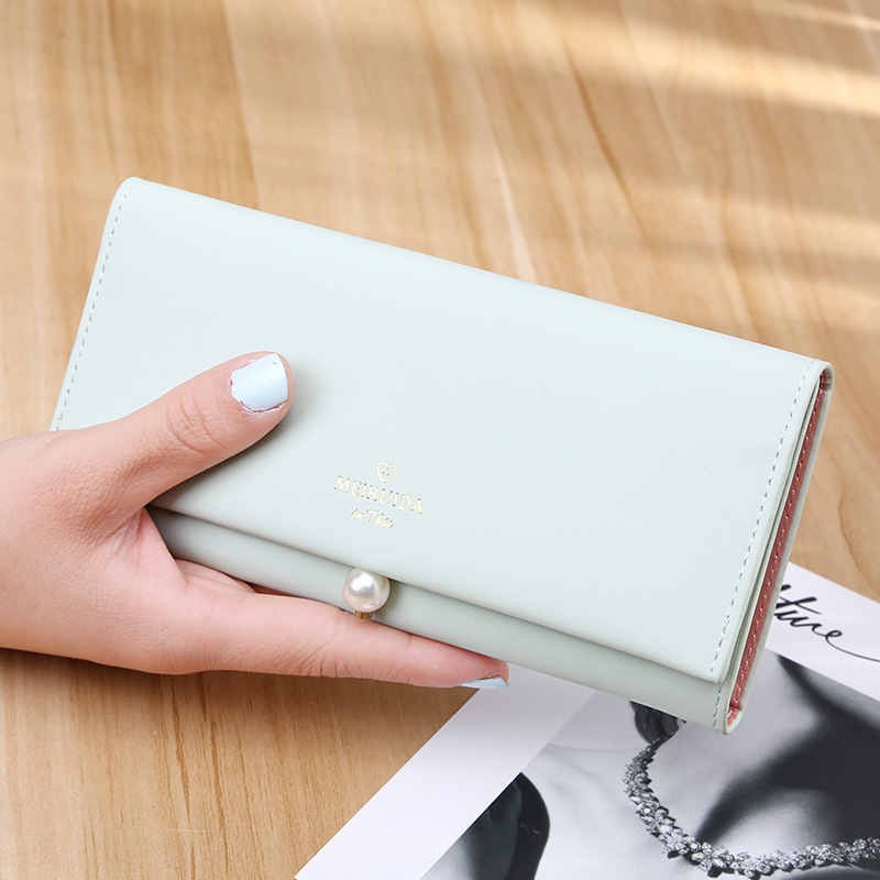 The New Ms Wallet Simple Fashion High Capacity Multi-card Bit Buckle Wallet Hand Bag