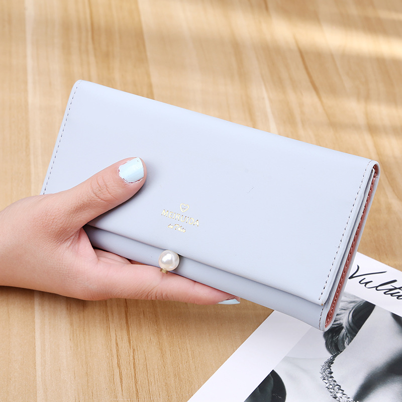 The New Ms Wallet Simple Fashion High Capacity Multi-card Bit Buckle Wallet Hand Bag