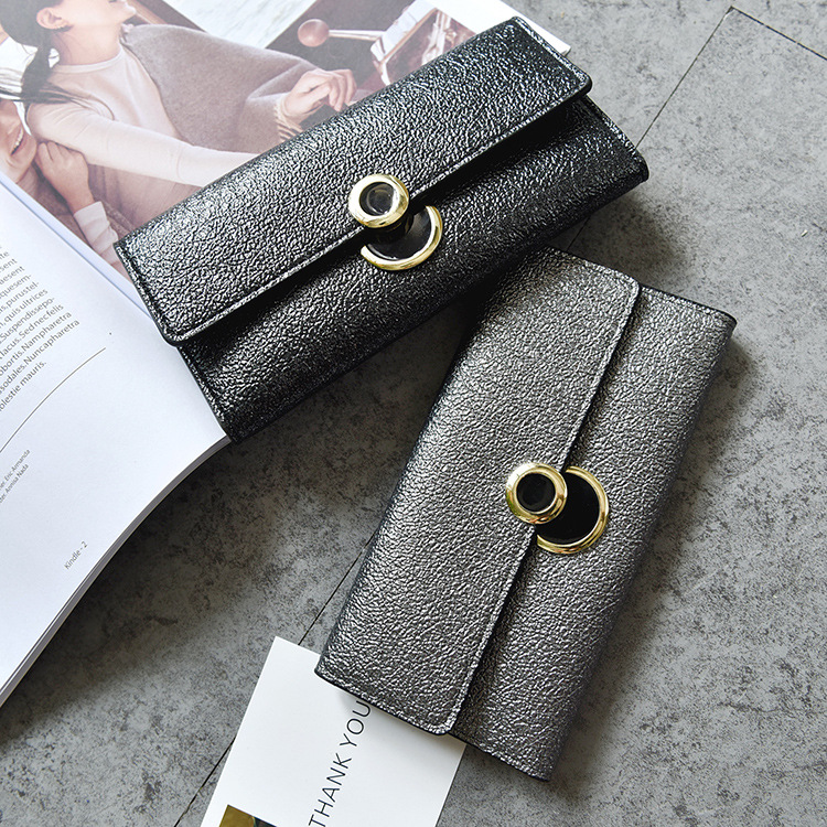 The New Ultra Thin Ms Wallet Long Section Student Simple Buckle Multifunction Wallet Hand Bag