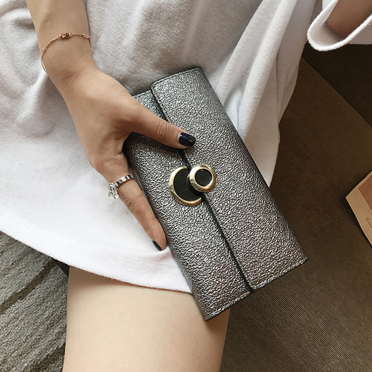 The New Ultra Thin Ms Wallet Long Section Student Simple Buckle Multifunction Wallet Hand Bag