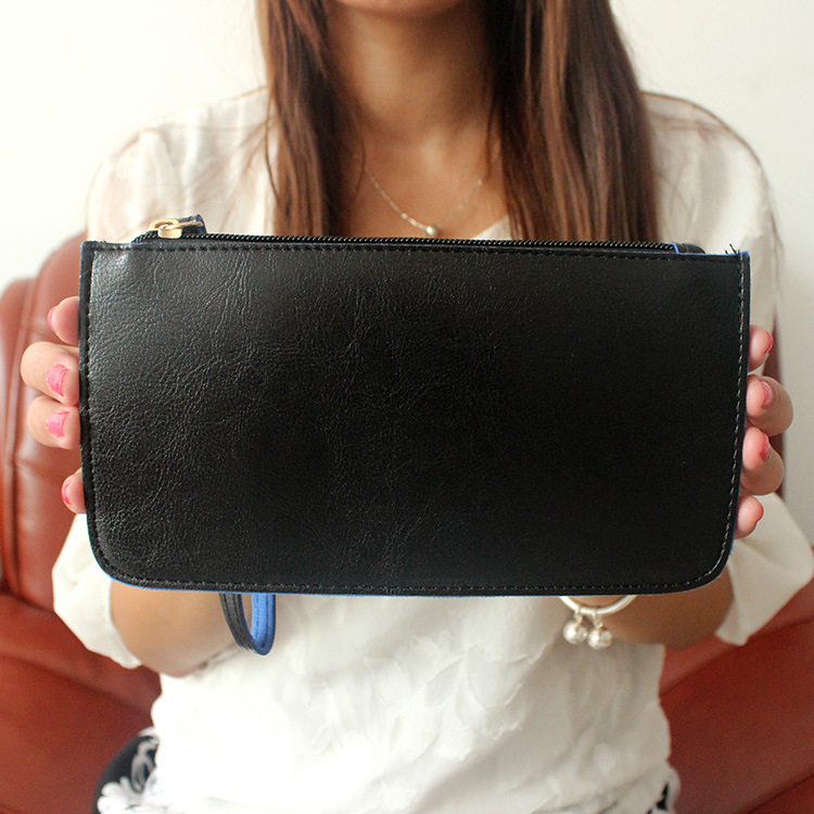 The New Oil Skin Hand Bag Candy Colors Mobile Phone Coin Purse Ms Fashion Simple Wallet