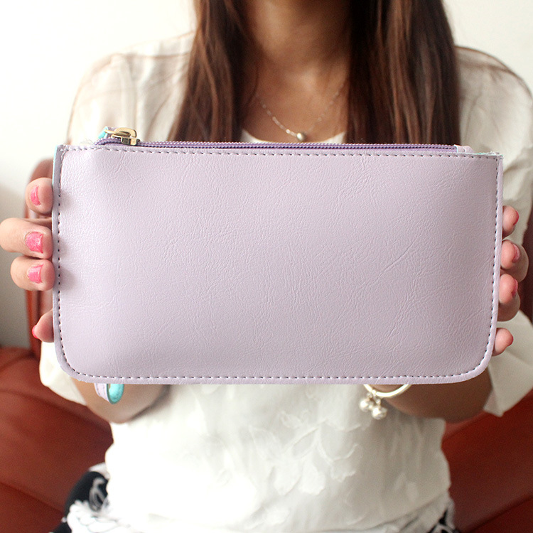 The New Oil Skin Hand Bag Candy Colors Mobile Phone Coin Purse Ms Fashion Simple Wallet