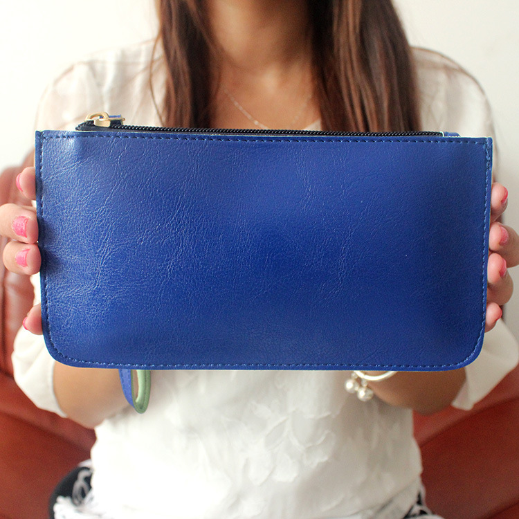 The New Oil Skin Hand Bag Candy Colors Mobile Phone Coin Purse Ms Fashion Simple Wallet