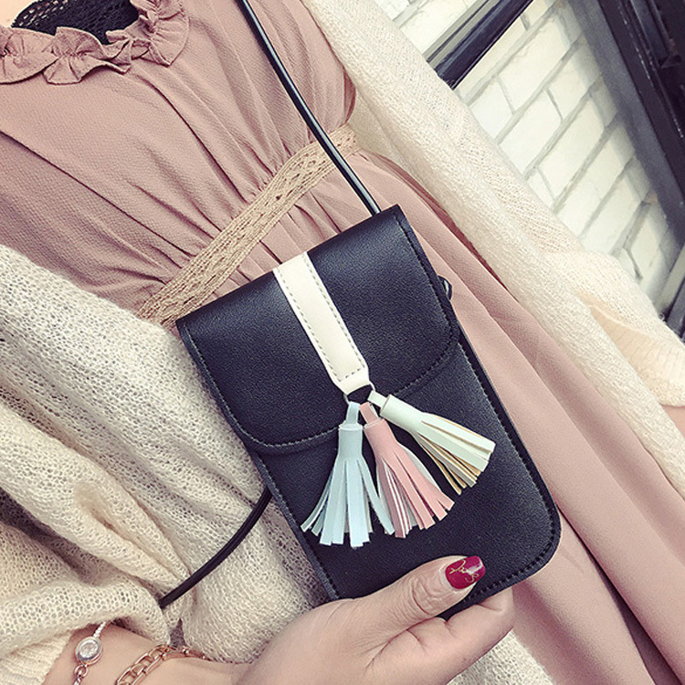 Retro Tassel Coin Purse Mobile phone Bag Leisure Fashion Shoulder Oblique Cross Package Ms Package