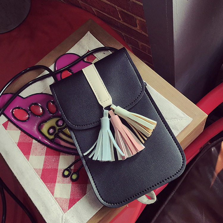 Retro Tassel Coin Purse Mobile phone Bag Leisure Fashion Shoulder Oblique Cross Package Ms Package