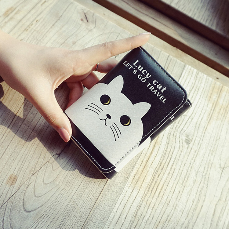 The New Cartoon Ms Short Section Wallet Card Pack Lovely Cat Fashion Coin Purse