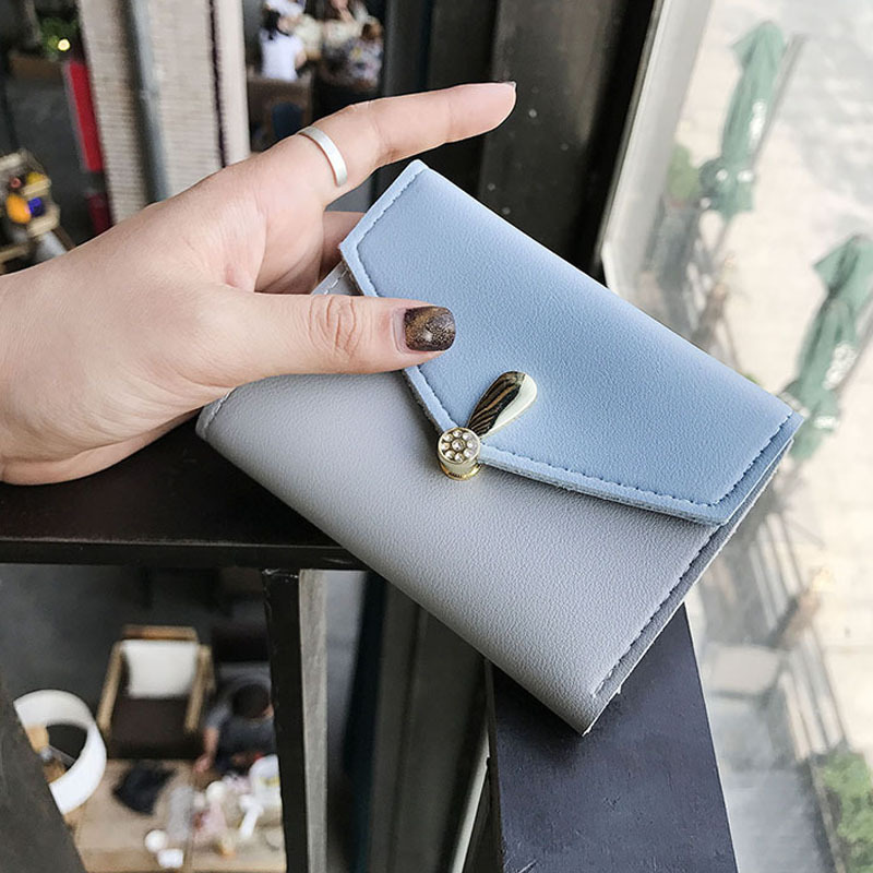 The New Wallet Female Short Section Student Small Fresh Multifunction Wallet Buckle Hand Bag
