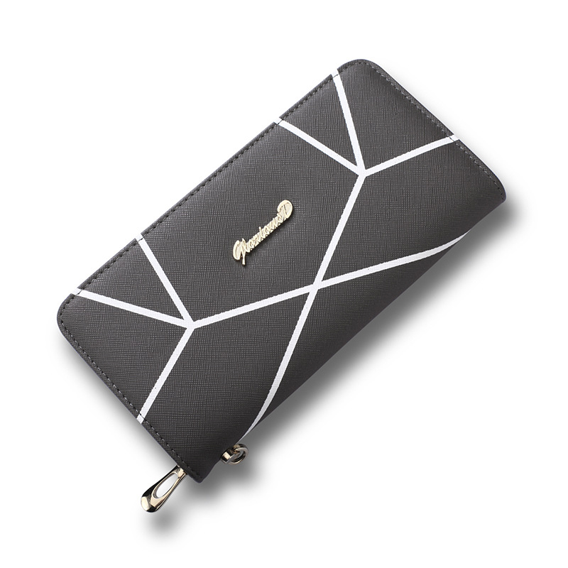 Ms Geometric Patterns Wallet High Capacity Hand bag Fashion Zipper Letter Coin Purse