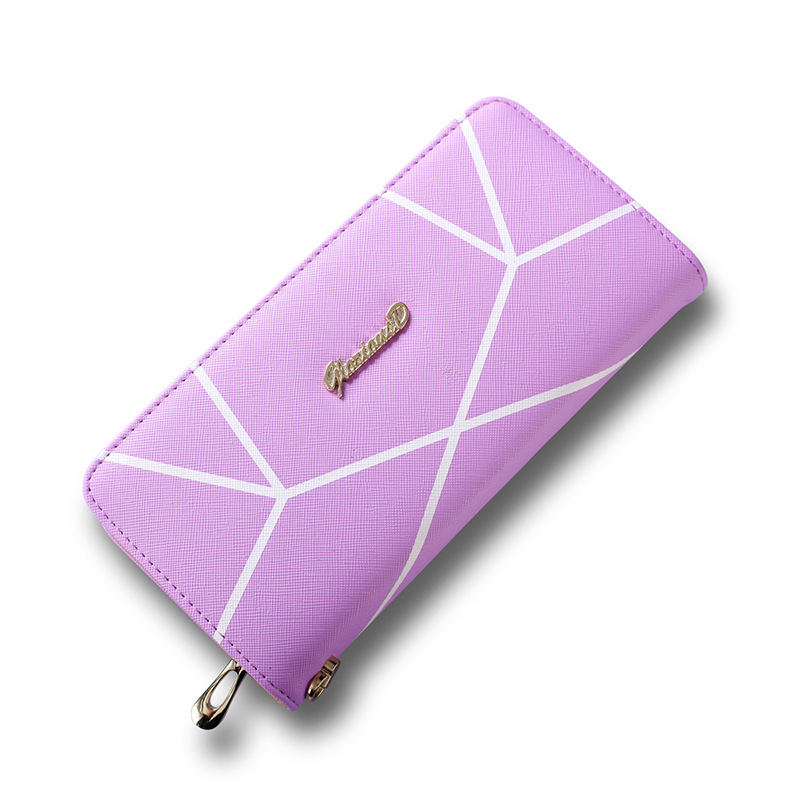 Ms Geometric Patterns Wallet High Capacity Hand bag Fashion Zipper Letter Coin Purse