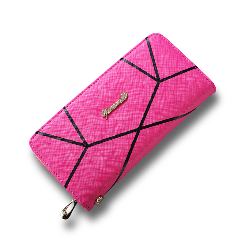 Ms Geometric Patterns Wallet High Capacity Hand bag Fashion Zipper Letter Coin Purse