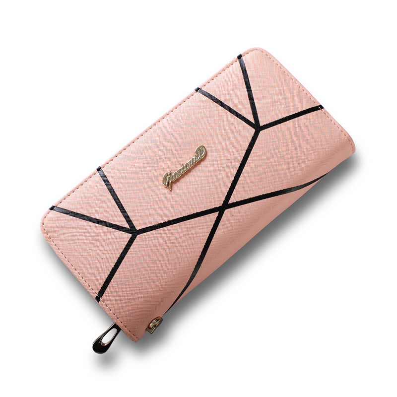 Ms Geometric Patterns Wallet High Capacity Hand bag Fashion Zipper Letter Coin Purse