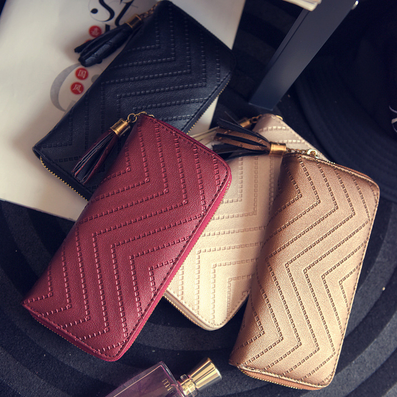 Ms Simple Personality Wallet Long Section Hand Bag Student Wallet Zipper Wallet Mobile Phone Bag