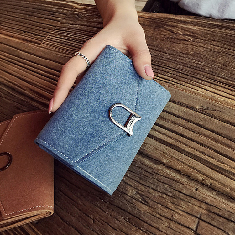 Scrub Personality Wild Retro Ms Short Section Wallet Female Buckle Ultra Thin Wallet Card Pack