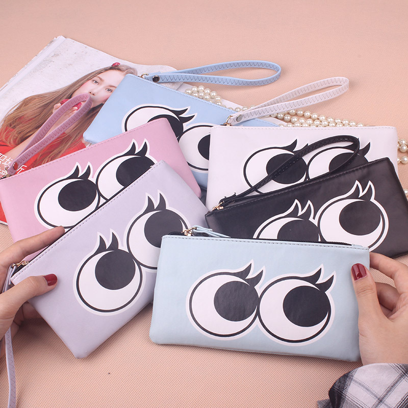 Ms Wallet Long Section Zipper Lovely Cartoon Eye High Capacity Mobile Phone Bag Hand Bag Coin Purse