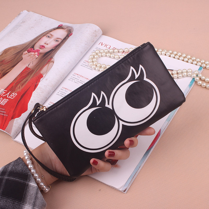 Ms Wallet Long Section Zipper Lovely Cartoon Eye High Capacity Mobile Phone Bag Hand Bag Coin Purse