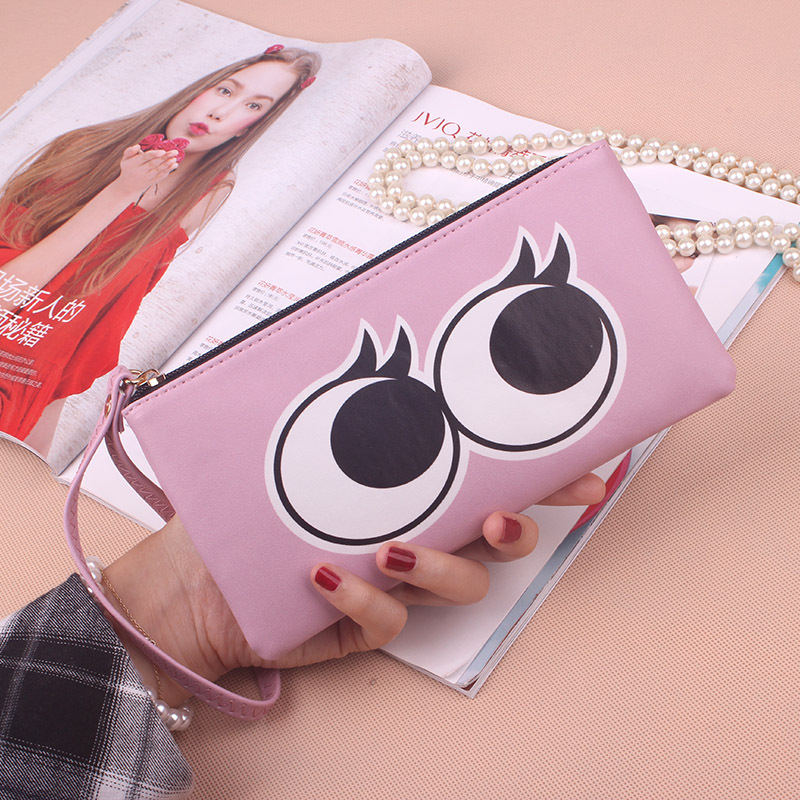 Ms Wallet Long Section Zipper Lovely Cartoon Eye High Capacity Mobile Phone Bag Hand Bag Coin Purse