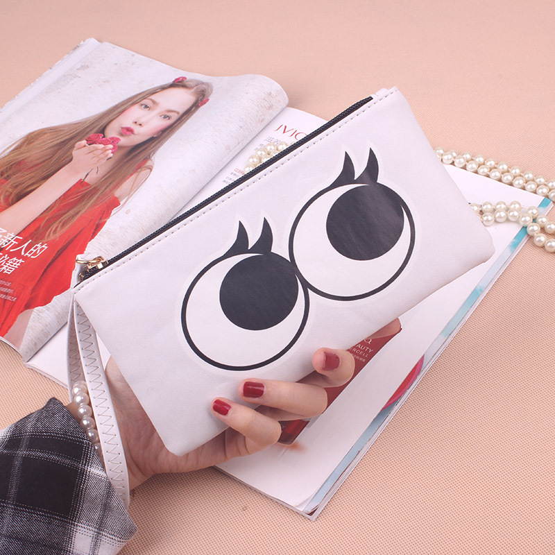 Ms Wallet Long Section Zipper Lovely Cartoon Eye High Capacity Mobile Phone Bag Hand Bag Coin Purse