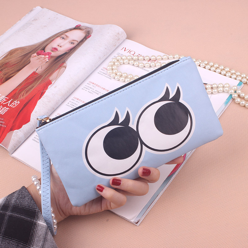 Ms Wallet Long Section Zipper Lovely Cartoon Eye High Capacity Mobile Phone Bag Hand Bag Coin Purse