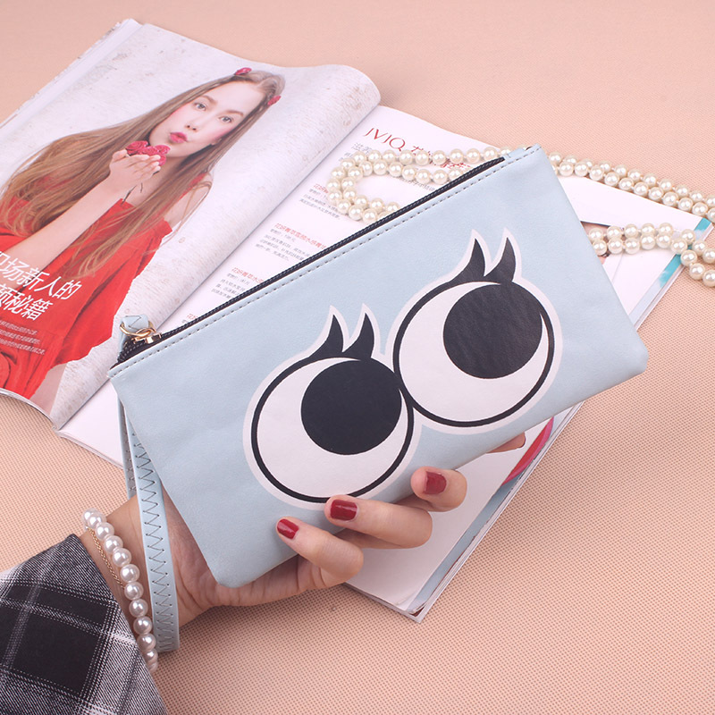 Ms Wallet Long Section Zipper Lovely Cartoon Eye High Capacity Mobile Phone Bag Hand Bag Coin Purse
