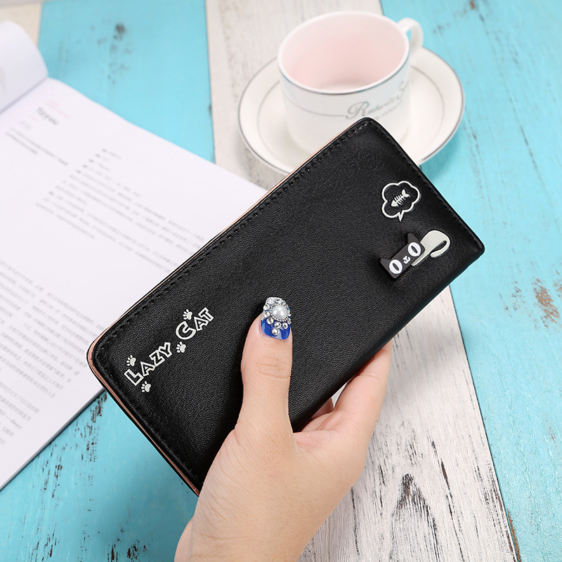 New product Ms Student lovely Cat Letter Long Section Fashion Leisure Hand Bag Wallet