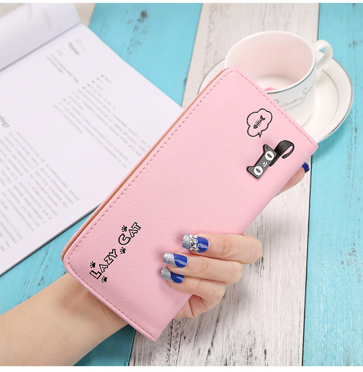 New product Ms Student lovely Cat Letter Long Section Fashion Leisure Hand Bag Wallet
