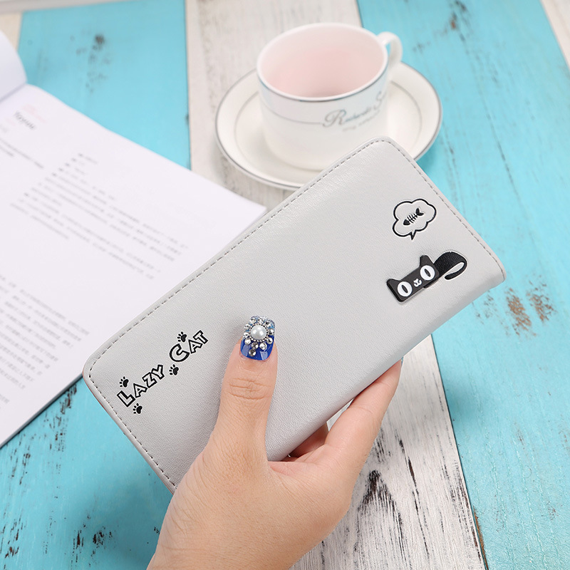 New product Ms Student lovely Cat Letter Long Section Fashion Leisure Hand Bag Wallet