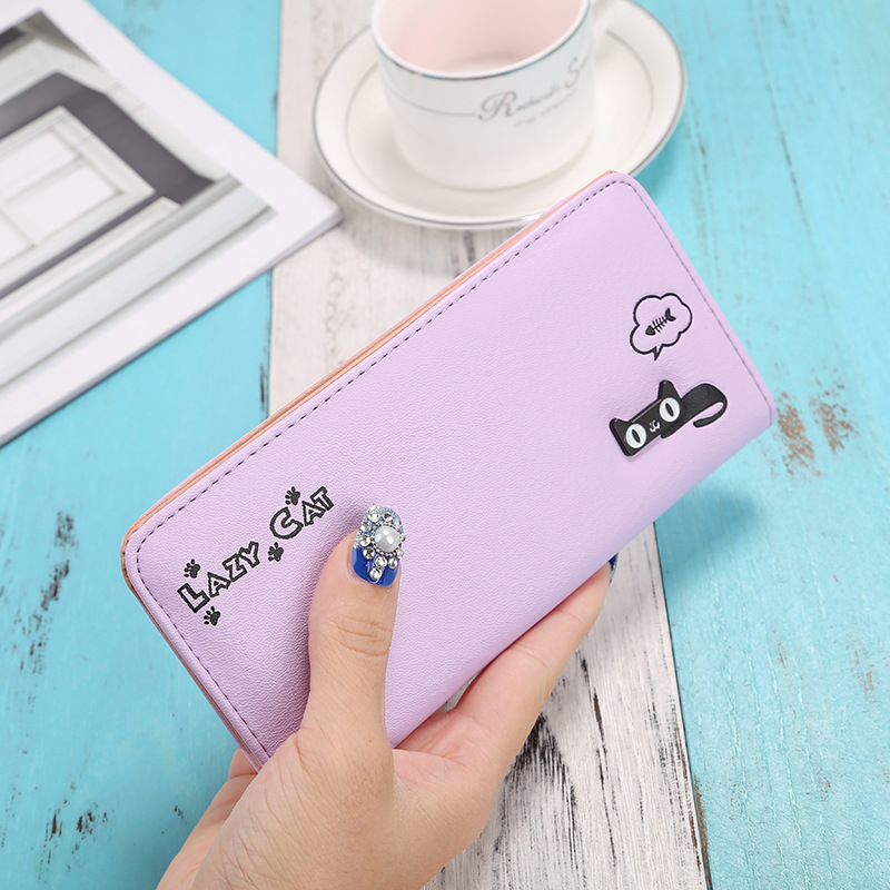 New product Ms Student lovely Cat Letter Long Section Fashion Leisure Hand Bag Wallet