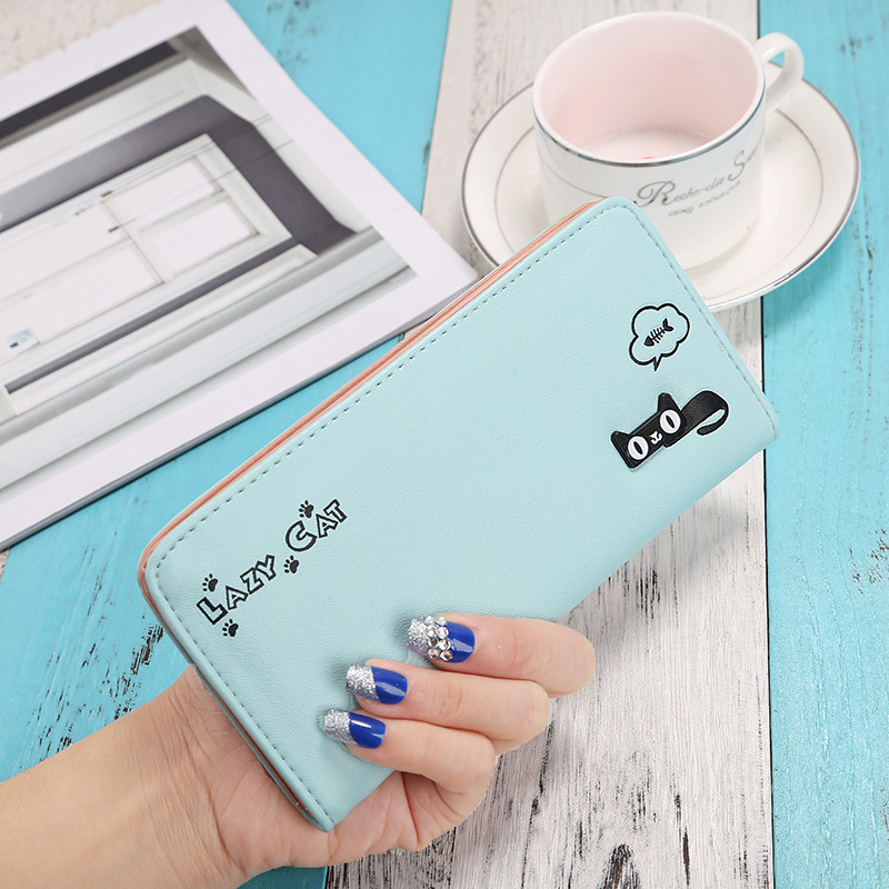 New product Ms Student lovely Cat Letter Long Section Fashion Leisure Hand Bag Wallet