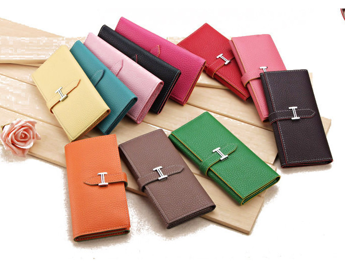 New Product Three Fold Wallet Long Section Coin Purse Fashion Ms Wallet H Buckle Hand Bag