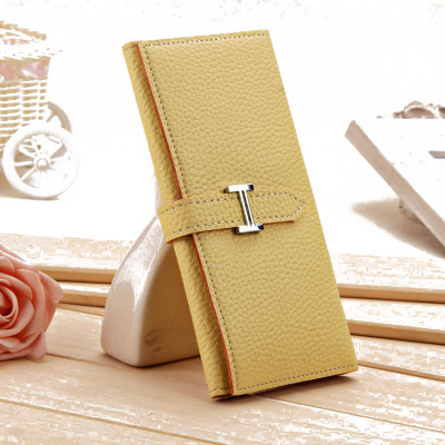 New Product Three Fold Wallet Long Section Coin Purse Fashion Ms Wallet H Buckle Hand Bag