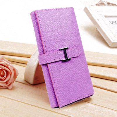 New Product Three Fold Wallet Long Section Coin Purse Fashion Ms Wallet H Buckle Hand Bag