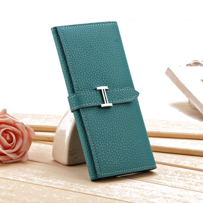 New Product Three Fold Wallet Long Section Coin Purse Fashion Ms Wallet H Buckle Hand Bag