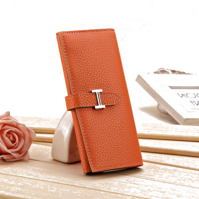 New Product Three Fold Wallet Long Section Coin Purse Fashion Ms Wallet H Buckle Hand Bag