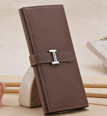 New Product Three Fold Wallet Long Section Coin Purse Fashion Ms Wallet H Buckle Hand Bag
