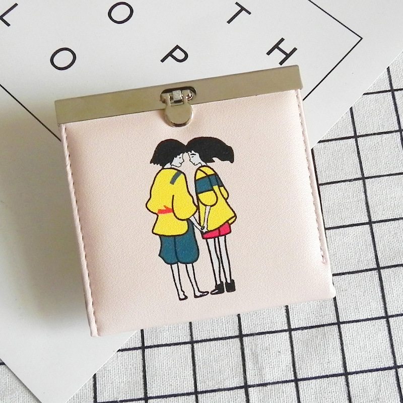 Ms Coin Purse  Female  Cartoon Lovely Graffiti Female Short Section Coin Bag Wallet