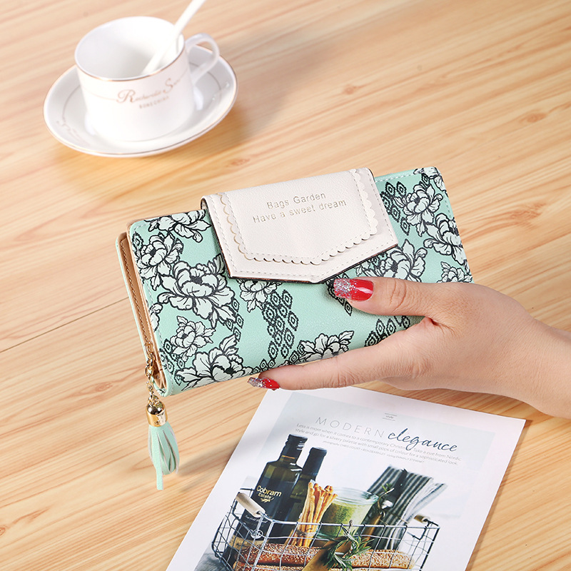 The New Wallet Ms Long Section Hand Bag folk-custom Fashion Tassel Wallet Card Holder
