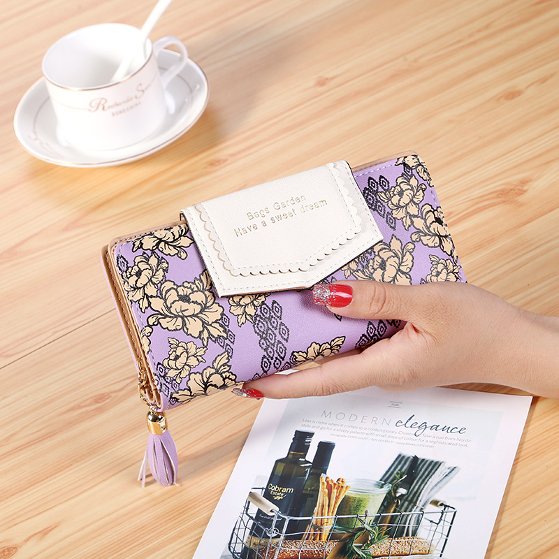 The New Wallet Ms Long Section Hand Bag folk-custom Fashion Tassel Wallet Card Holder