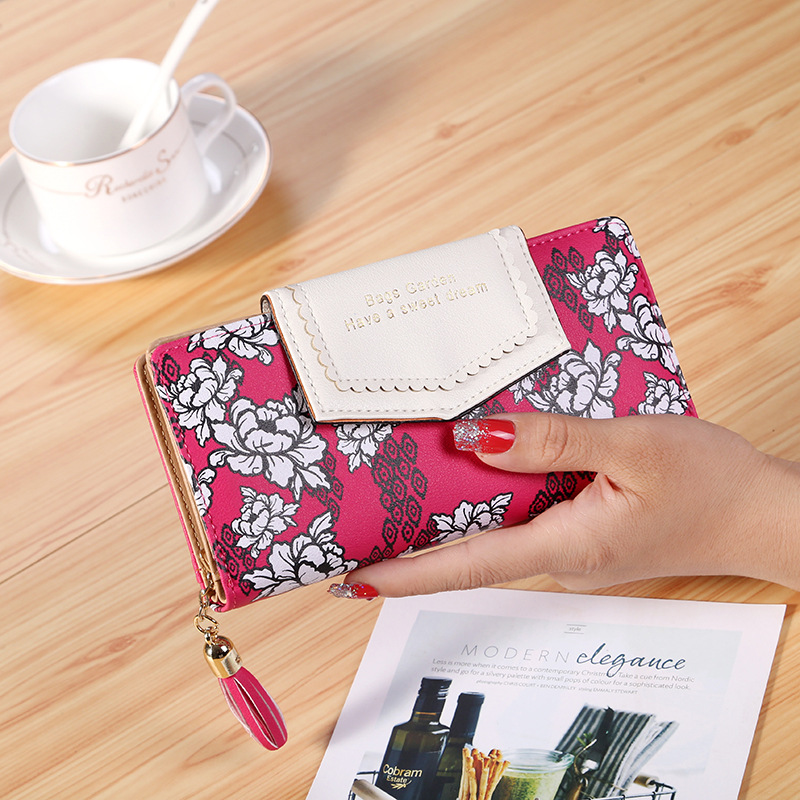 The New Wallet Ms Long Section Hand Bag folk-custom Fashion Tassel Wallet Card Holder