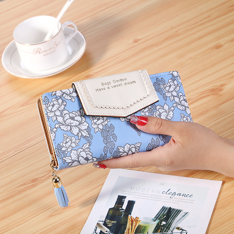 The New Wallet Ms Long Section Hand Bag folk-custom Fashion Tassel Wallet Card Holder