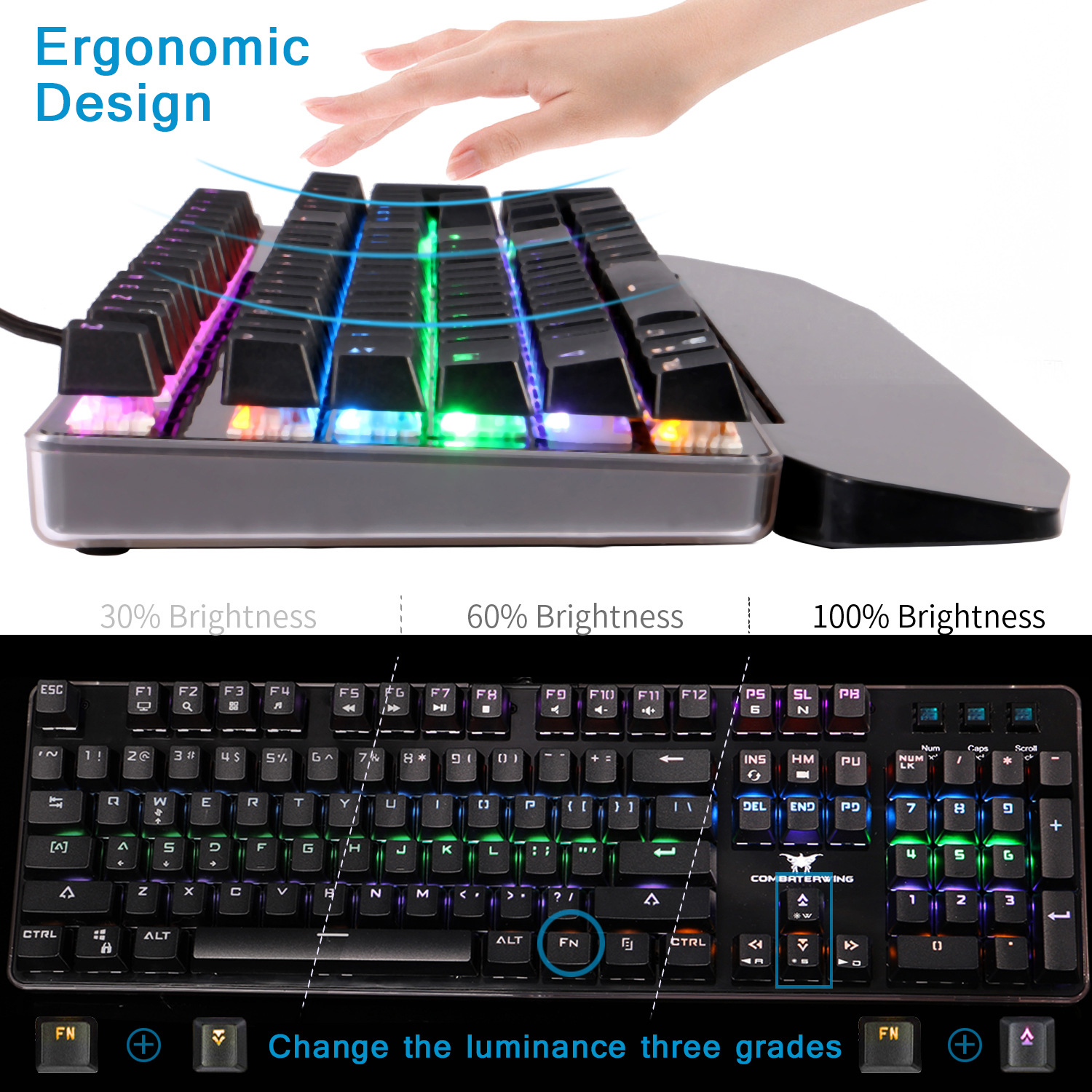 Computer Waterproof Mechanical Keyboard Colorful Glare Profession Game Keyboard