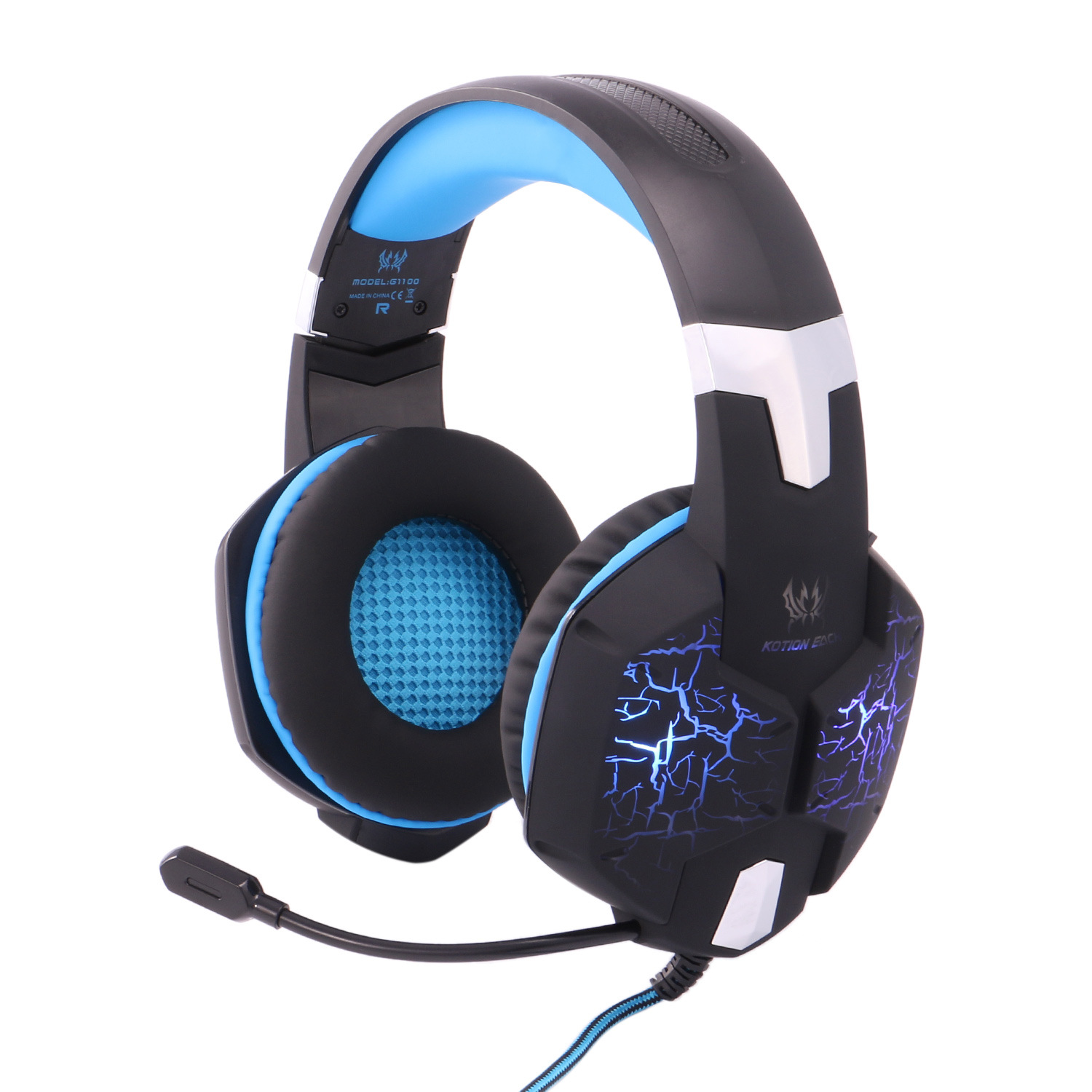 Wearing Style Computer Game Headset Voice Shock Crack Glowing Noise Reduction Headset