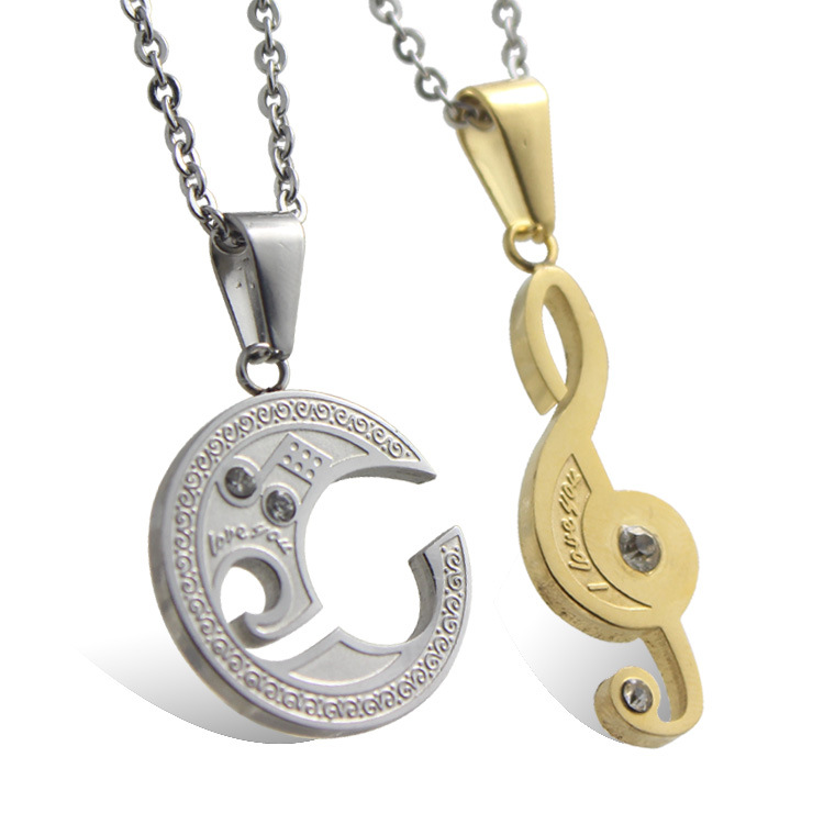 The New Fashion Jewelry Collage Titanium Steel Couple Necklace Pendant