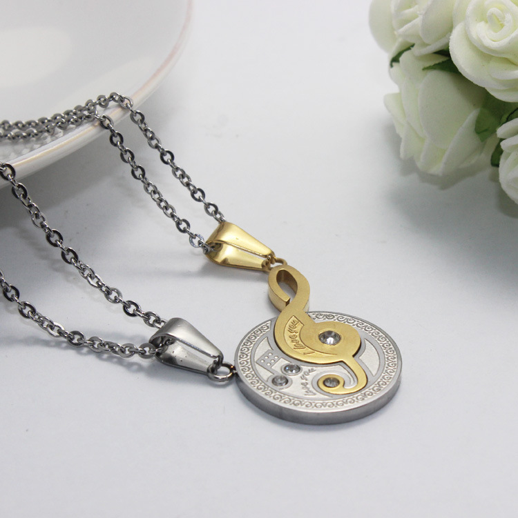 The New Fashion Jewelry Collage Titanium Steel Couple Necklace Pendant