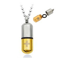 Stainless Steel pill Pendant Men Titanium Steel necklace Fashion Cross Capsule Pendant