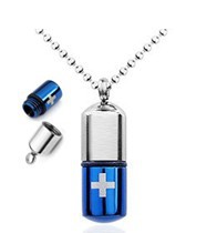 Stainless Steel pill Pendant Men Titanium Steel necklace Fashion Cross Capsule Pendant