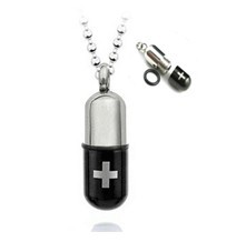 Stainless Steel pill Pendant Men Titanium Steel necklace Fashion Cross Capsule Pendant