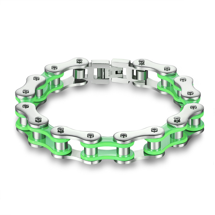 The New Titanium Steel Stainless Steel Color Cycling Chain Men Bracelet Tide Men Accessories