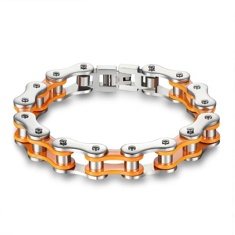 The New Titanium Steel Stainless Steel Color Cycling Chain Men Bracelet Tide Men Accessories